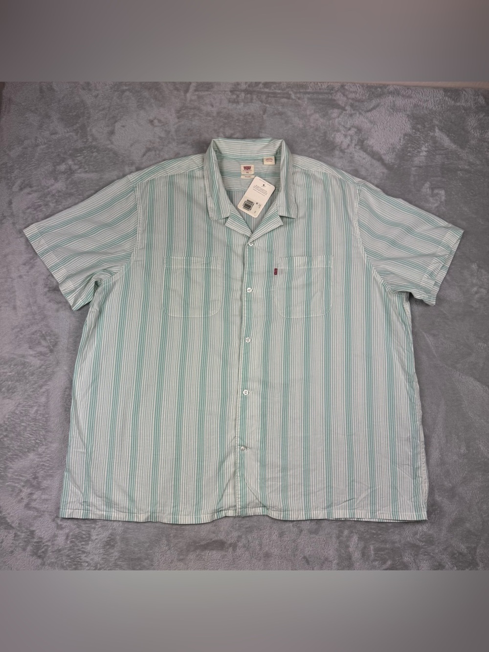 Levis Short Sleeve Button Up Shirt Mens 2XL  Striped Coastal Lightweight NEW